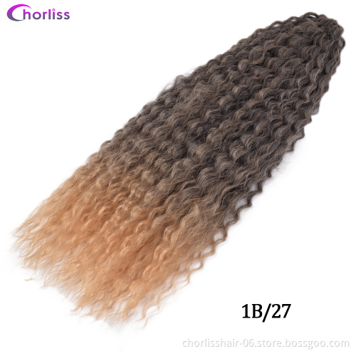 20 Inches Afro Yaki Kinky Curly Water Wave Soft Ombre Crochet Braid Hair Curly Marley Hair Synthetic Braiding Hair Extensions